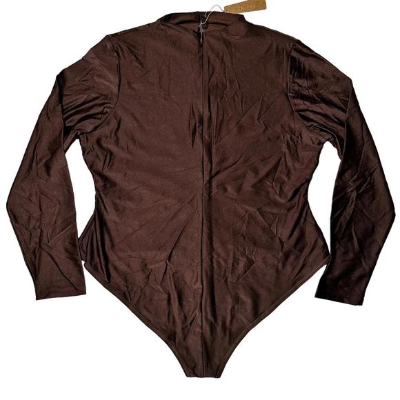 NWT Skims Rare All-In-One Shine Mock Neck Bodysuit Cocoa Women 4X